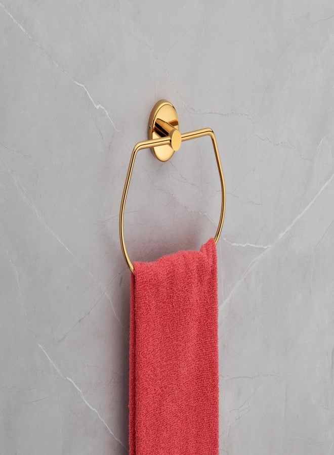 iSTAR 202 Grade Stainless Steel Round Towel Ring | Wall Mounted Bathroom Accessories | Durable Napkin Hand Towel Holder for Kitchen, Wash Basin, Home and Hotels (Gold) - Image 5